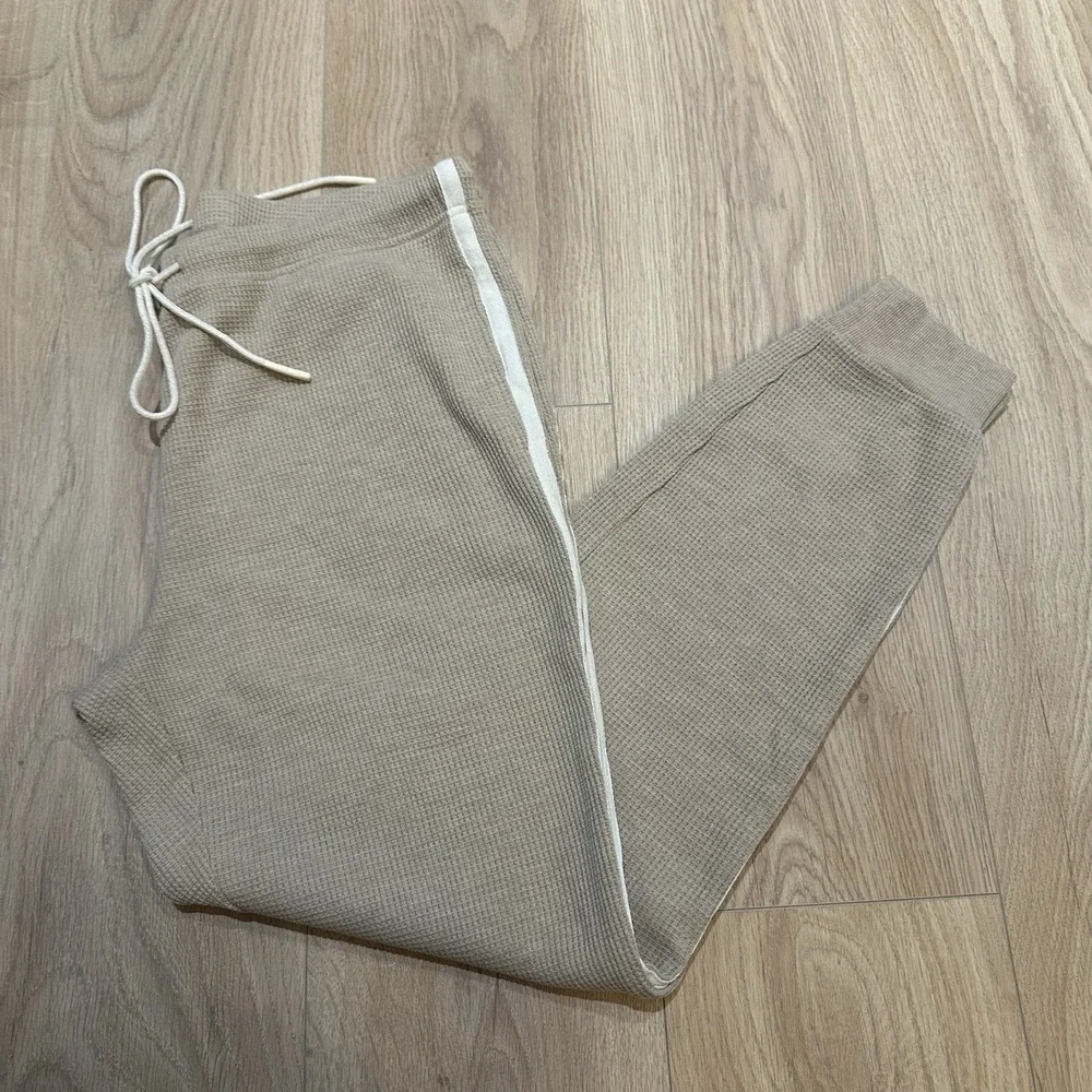 Varley Kelvin Waffle Knit Joggers Side Stripe Sz Large Activewear EUC Women's - Picture 2 of 9
